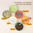 thumbnail image 4 of Ceramic Cat Bowl Set - 5.5 inch Colorful Cat Plates  - Shallow Flat Pet Dish Bowls - 6 Piece, 4 of 8