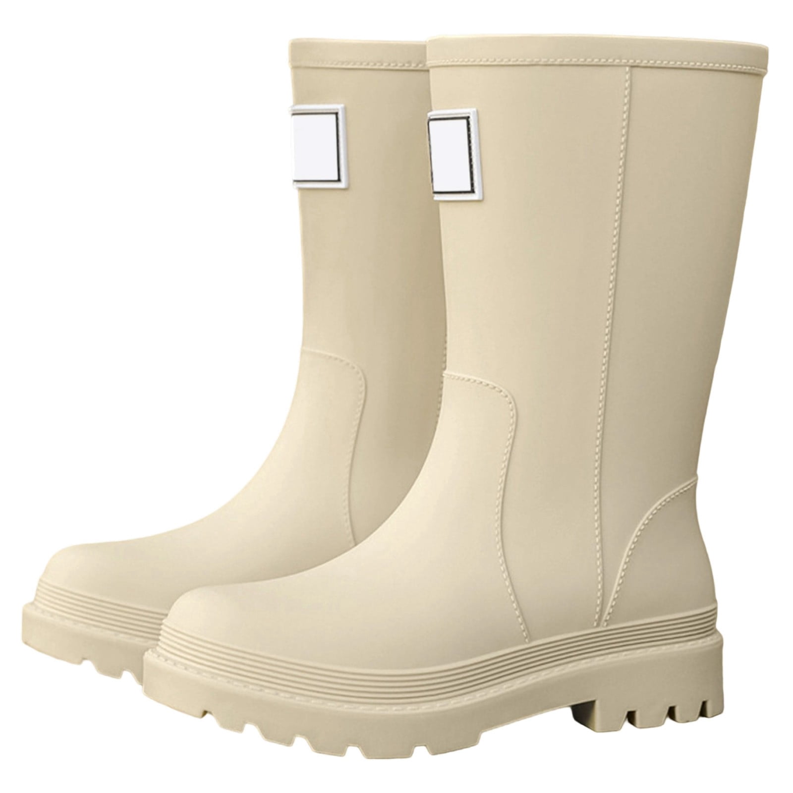 KANG Women's Mid Calf Rain Boots Slip Fashion Rubber Shoes With Thick Sole Rain Boots Collar Gardening Boots Ultra Lightweight Portable Garden Shoes