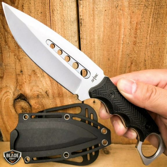 8.5" Fixed Blade Hunting Knife with Paddle ABS Belt Loop Holster Sheath