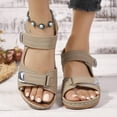 thumbnail image 2 of Rokment Women's Orthopedic Wedge Walking Sandals Beach Comfortable Arch Support Platform Mid Heels Non Slip Work Summer Shoes for Woman with Adjustable Straps Beige Size 6.5, 2 of 6