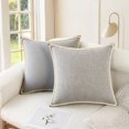 thumbnail image 2 of REGALWOVEN Pack of 2 Decorative Throw Pillow Covers Soft Solid Cushion Cases with Trim for Couch Sofa Bed Living Room Grey 18" x 18", 2 of 7