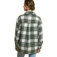 thumbnail image 3 of Love Tree Women's Oversize Sherpa Lined Plaid Flannel Coat Jacket (Olive, Large), 3 of 4
