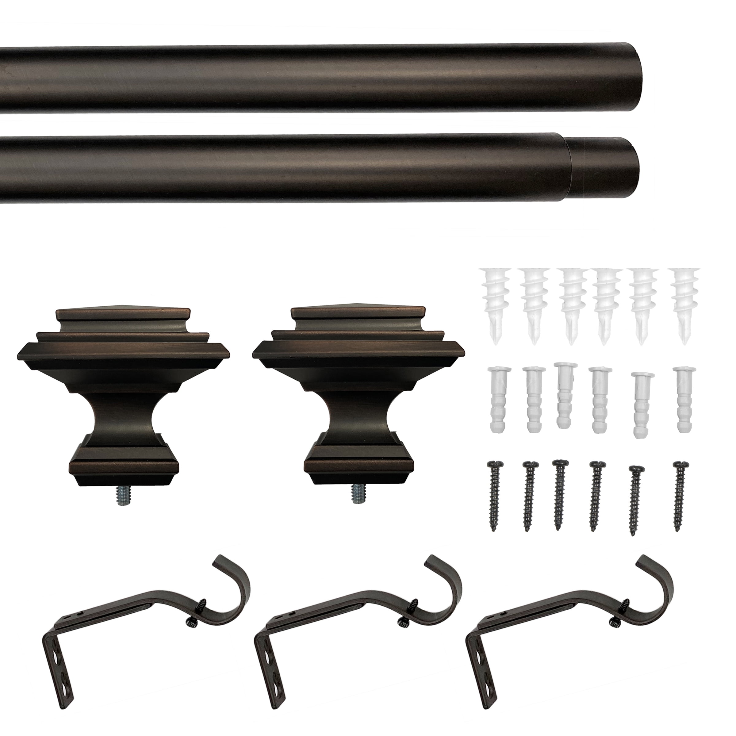 Better Homes & Gardens 1" Oil-Rubbed Bronze Square Adjustable Single Curtain Rod Set, 42-120"