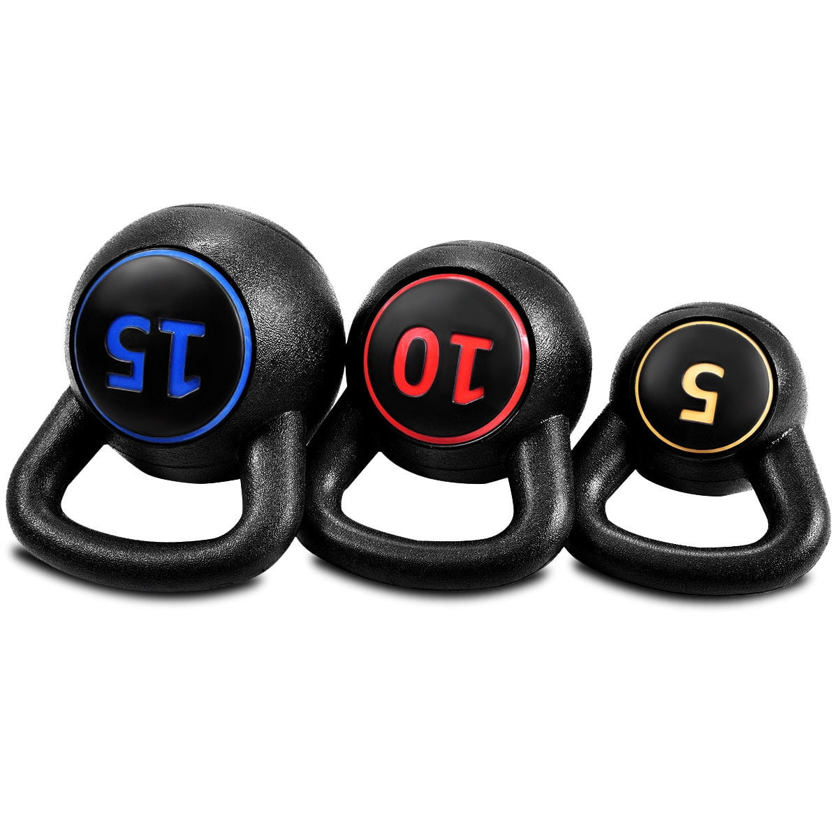 Gymax 3PC Vinyl Kettlebell Kit Body Muscles Training Weights Set