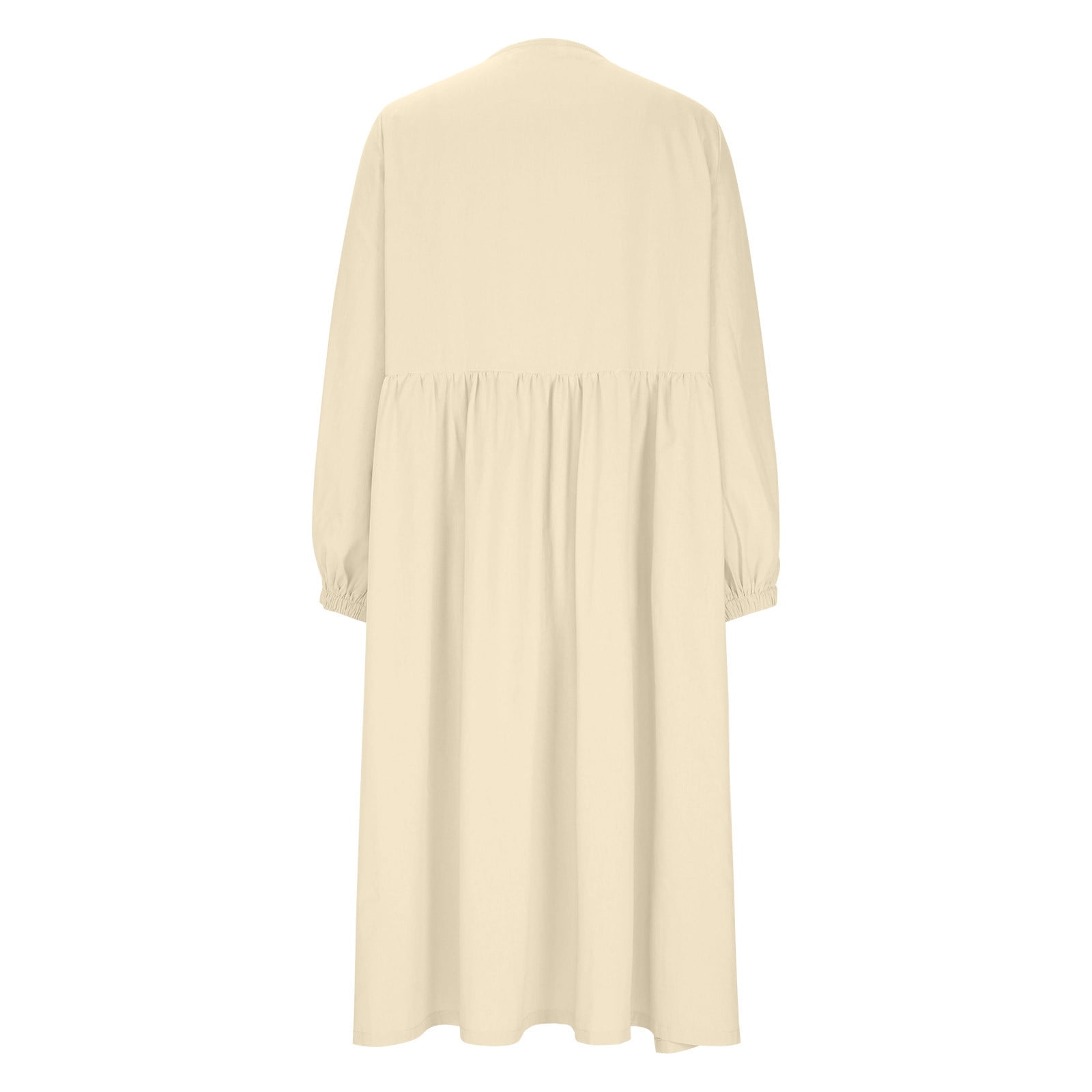 Sentmoon Linen Dress Women Summer 2026 Soft and Comfortable Solid Color V Neck Plus Size Sun Dress Stretchy Regular Fit for Lounge and Relax Beige L
