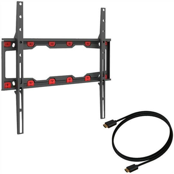 Barkan DWH3.B 19-60 in. Fixed Drywall No-Drill No-Stud Curved & Flat TV Wall Mount Up to 71 lbs with 4K 6 ft. HDMI Cable