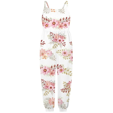 

Toddler Girls Bodysuit Floral Printed Wide Shoulder Strap Kids Children Cartoon Fashion Outwear Streetwear Spring Summer Rompers Jumpsuits