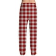 thumbnail image 4 of Garbnen Red Plaid Pajama Pants Color Block Straight Leg Men Sleep Pants Drawstring Spring Summer Mens Lounge Pants with Pocket, 4 of 6