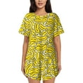 thumbnail image 1 of Xecao Banana A Pattern Women's Short Sleeve Pajama Set Soft Sleepwear Lounge Set with Button Front Top and Drawstring Shorts with Pockets-Large, 1 of 6