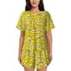 thumbnail image 1 of Fotbe Banana A Conjunto de Pijama Estampado para Mujer, 2 Piezas, Ropa de Dormir con Camiseta de Manga Corta y Shorts Suaves-Medium, 1 of 6