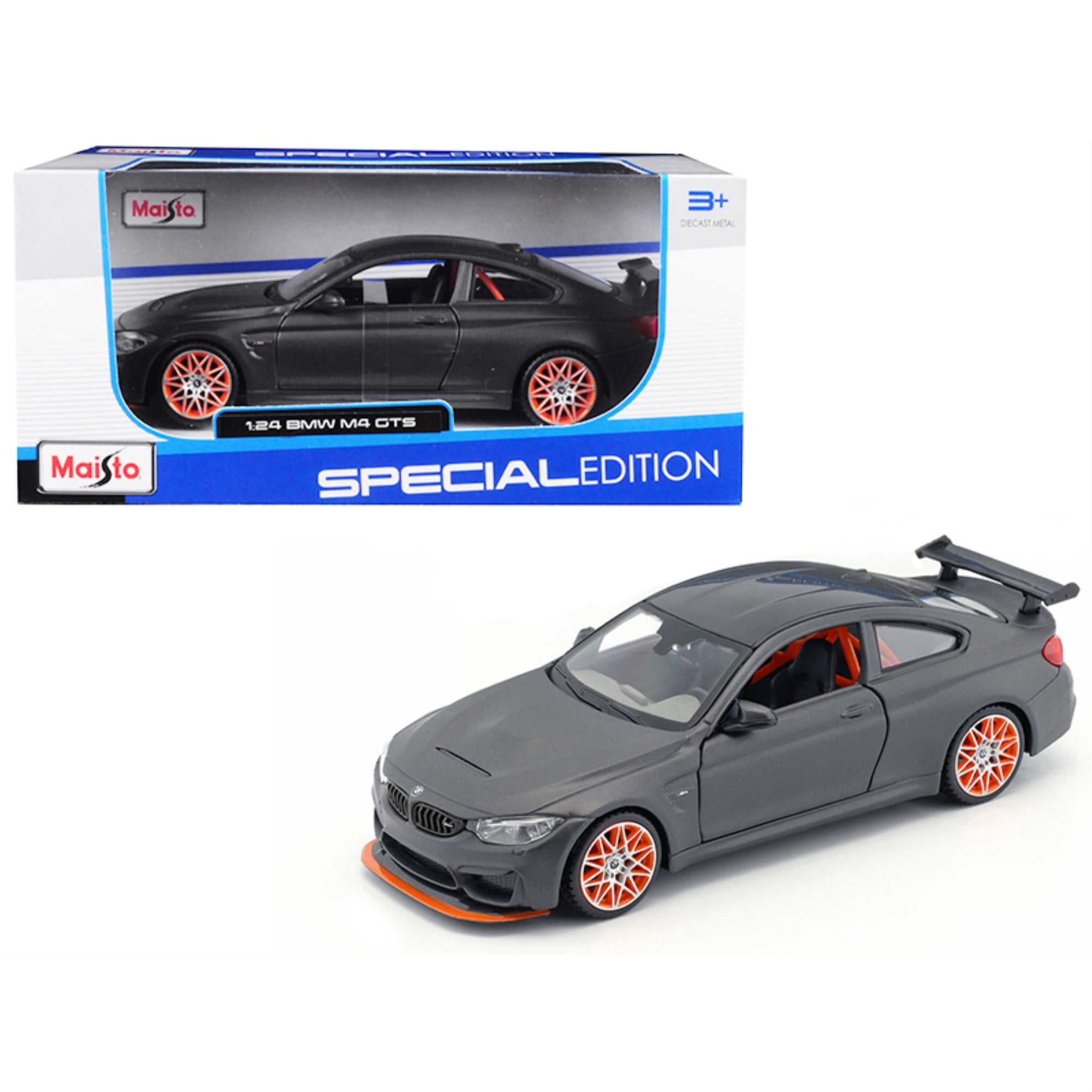 BMWZ4　1/24 Maisto　スポーツカー　スペシャルエディション Maisto BMW M4 GTS Diecast Toy Car - Gray with Carbon Top & Orange