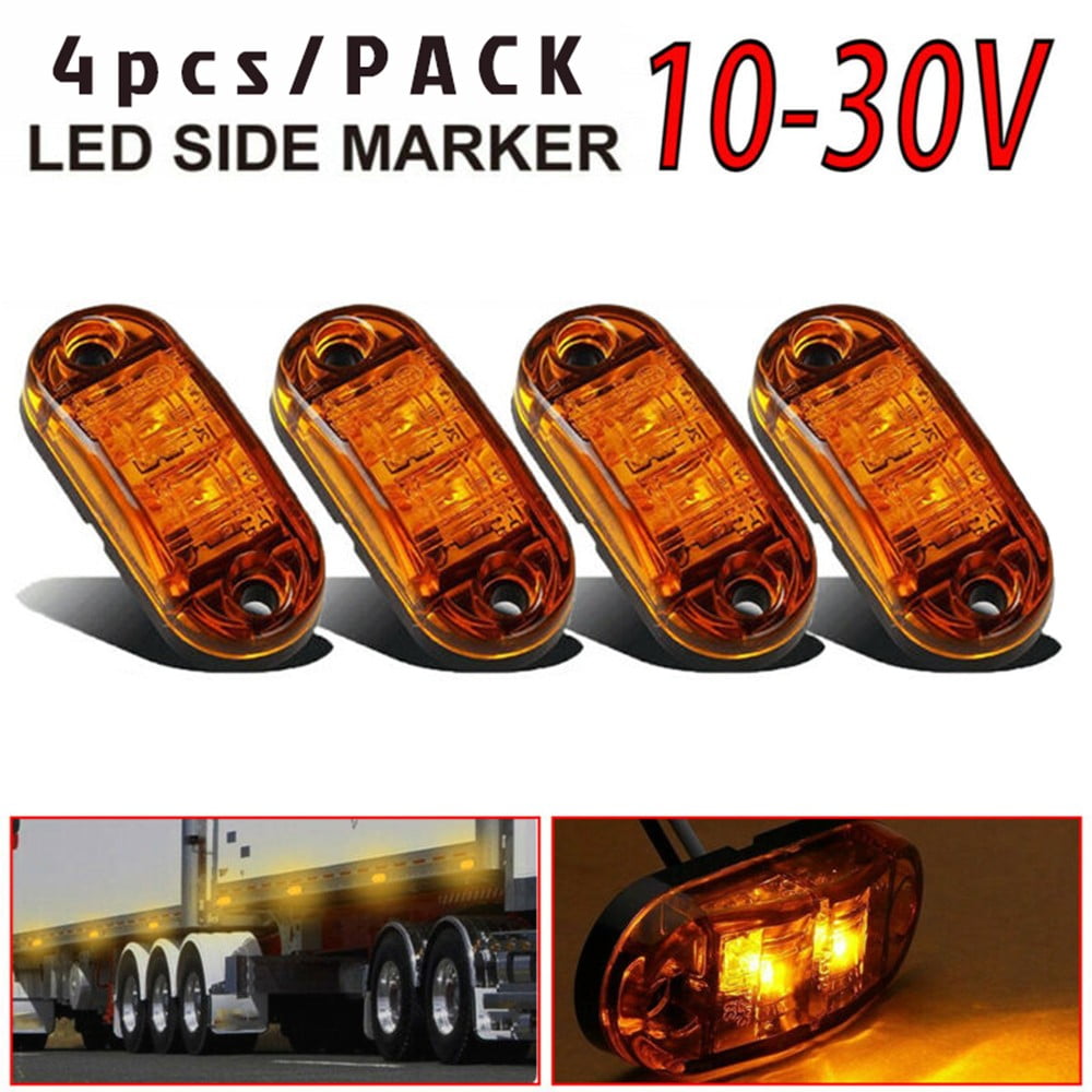 4pcs LED Front Side Marker Amber Light Truck Van Trailer Indicator Lamp 12V 24V