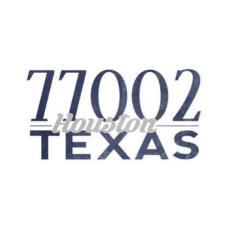 Houston, Texas - 77002 Zip Code (Blue) Print Wall Art By Lantern (Best Zip Codes In Houston)