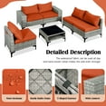 thumbnail image 6 of Haverchair Rattan Furniture Set 6 Pieces Wicker Patio Conversation Set Outdoor Rattan Sectional Sofa Couch Set with Thickened Cushions and Storage Glass Coffee Table for Outside Backyard,Orange, 6 of 10