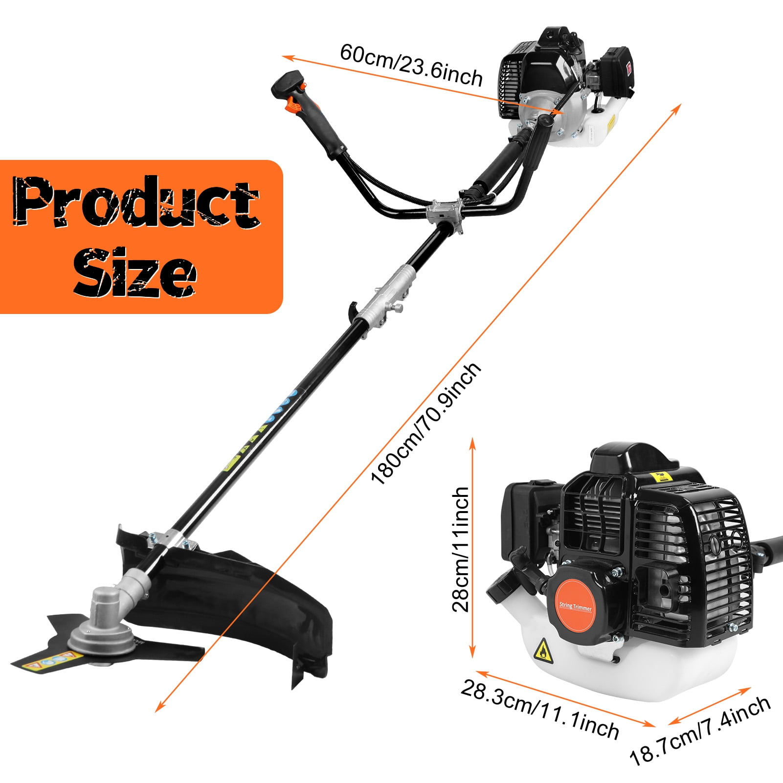 ASKMZ 52CC Gas Powered String Trimmer 2-Stroke Engine Lightweight Multi Cutting Head 70.87 Inch