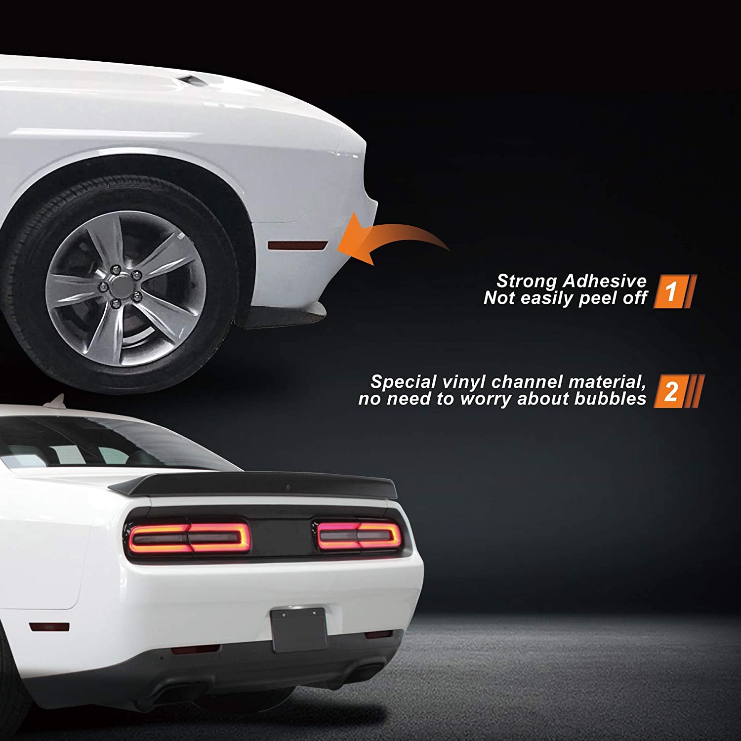 Pre-Cut Smoke Vinyl Overlay Kit For 2015-2020 Dodge Challenger Taillights - Tint Film