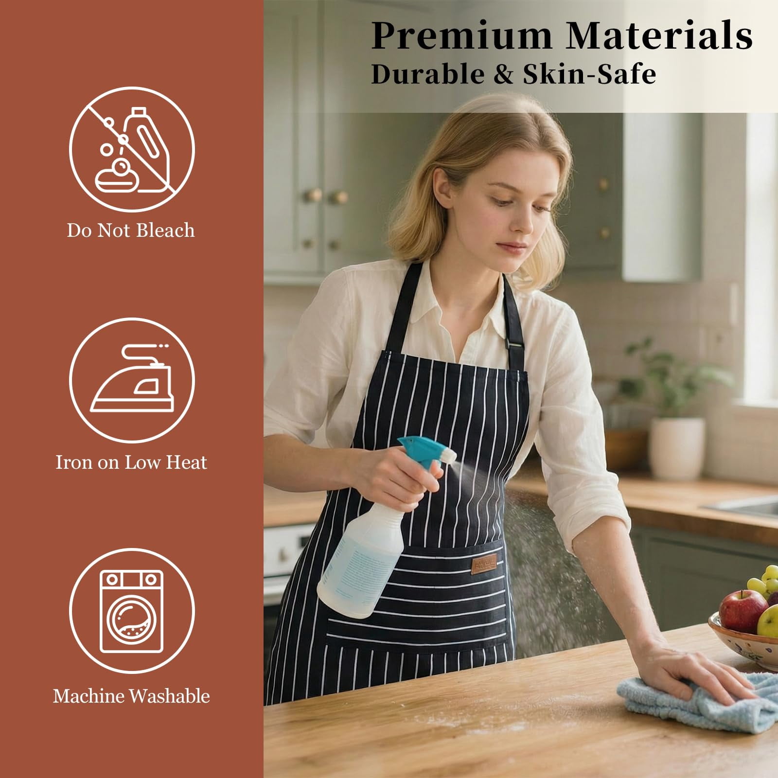 2 Pack Cooking Aprons Adjustable Bib Apron For Women With 2 Pockets  Kitchen Restaurant Men Chefs