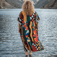 thumbnail image 4 of Oussum Women's Plus Size Abstract Print Maxi Kaftan Dress, Loose V-Neck Beach Cover Up Resort Lounge Caftan, Multicolor, 4 of 5
