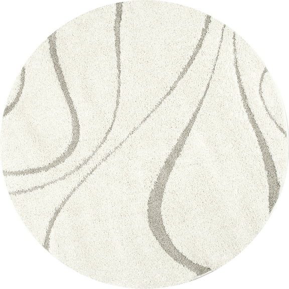 nuLOOM Carolyn Modern Shag Area Rug, 5' 3" Round, Cream