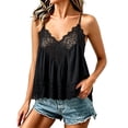 thumbnail image 3 of Breezora Women's Lace Trim Spaghetti Strap Sleeveless Tank Top Lace V Neck Camisole Casual Summer Layering Cami, 3 of 6