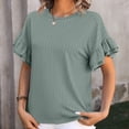 thumbnail image 4 of Noyal Women's Summer T-Shirts Ruffle Short Sleeve Tops Round Neck Casual Blouses Summer Casual Tops, 4 of 6