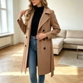 thumbnail image 5 of Vixolx Womens Long Pea Coat Classic Notched Lapel Double Breasted Wool Blend Coat with Tie Belt Side Pockets Winter Casual Office Warm Outerwear, 5 of 8