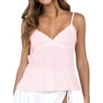 thumbnail image 1 of Gupgi Camisole Ample pour Femmes à Bretelles Spaghetti, Col en V, Débardeur en Dentelle Patchwork, 1 of 7