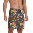 thumbnail image 2 of Sikiie Colorful Flowers with Butterfly Mens Pajama Shorts, Lightweight Lounge Pant with Pockets Soft Sleep Pj Shorts for MenMedium, 2 of 6