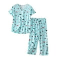 thumbnail image 3 of Cute Pajamas for Women 2 Piece Set Lightweight Short Sleeve Top with Capri Pants Pjs Summer Sleepwear Mint Green M, 3 of 4