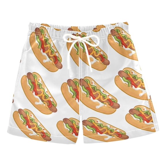 Hot Dog Swim Trunks Quick Dry Beach Pool Board Shorts Lightweight Stylish Print Sizes 2T to XL