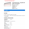 thumbnail image 2 of Left Door Mirror Glass - Compatible with 2008 - 2011 Ford Focus 2009 2010, 2 of 2