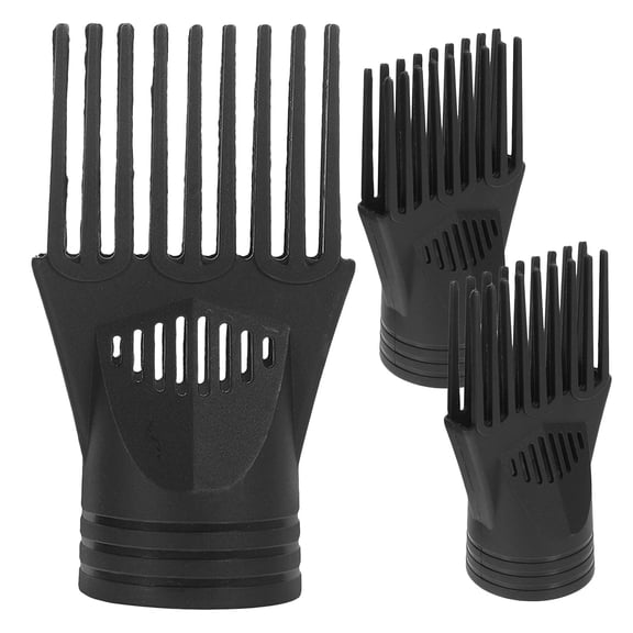 Yardwe Hair Dryer Concentrator Comb Nozzle, Black Plastic, Precision Styling, Home Use, 3Pcs
