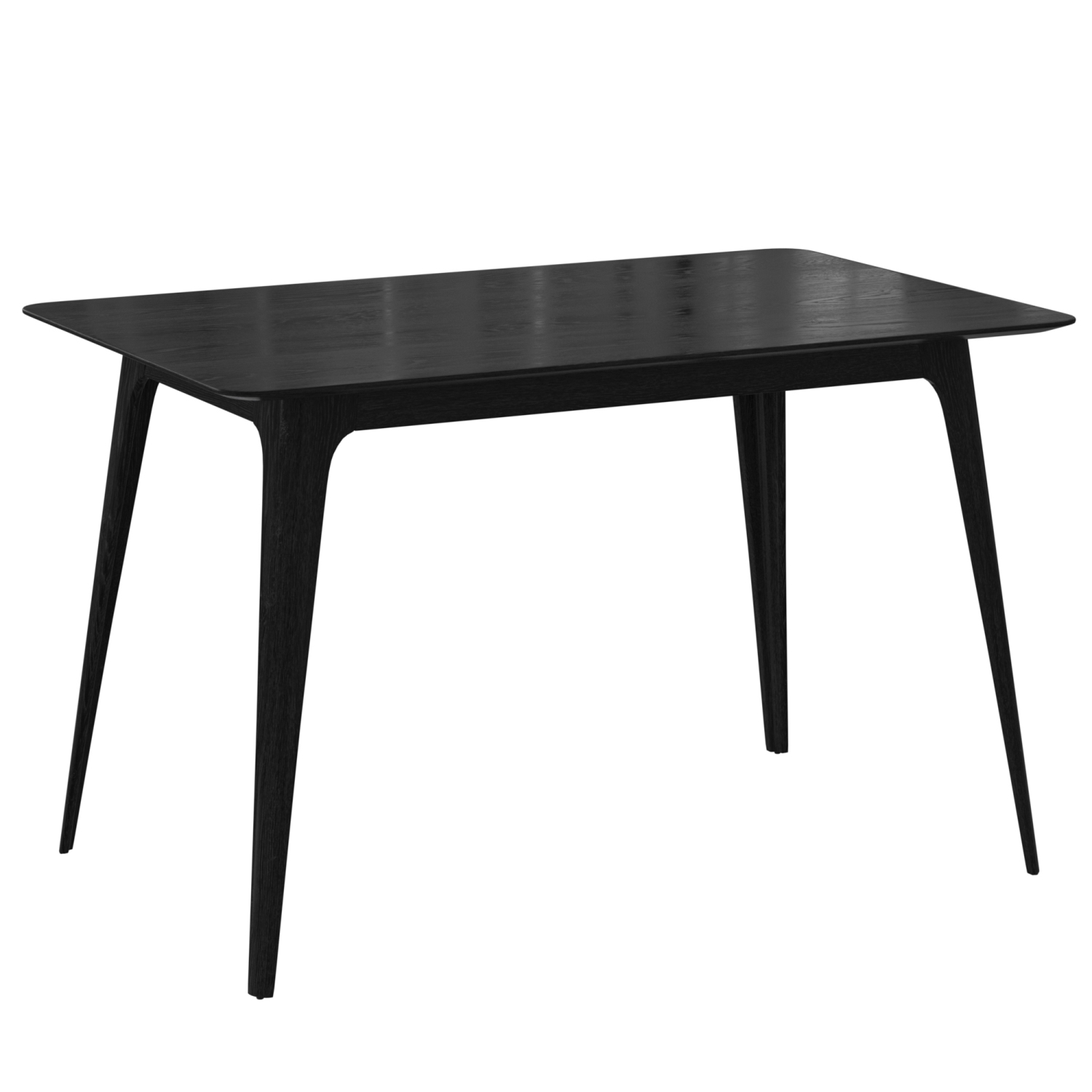 Lisonu Mid-Century Modern Dining Table, 47" Black Kitchen Table with Solid Rubberwood Legs for Small Spaces, Rectangular Faux Wood Top