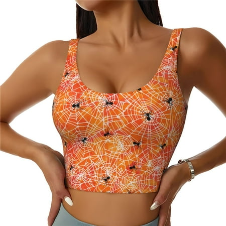 Sports Bras for Women - Spider Seamless Yoga Bra Workout Crop Top with Removable Pads