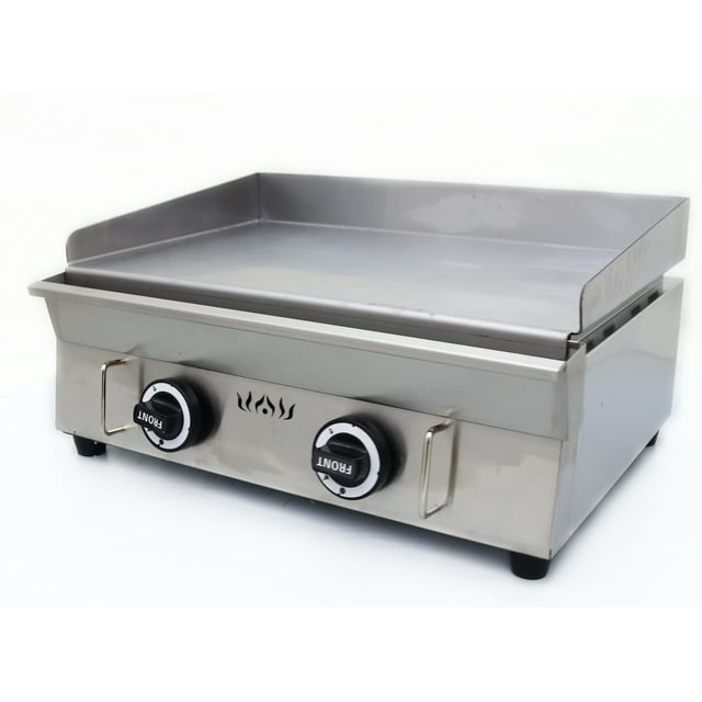 INTBUYING Commercial LPG Gas Grill Griddle Countertop Flat Top Cooking Griddle Grill BBQ Teppanyaki Grill 2800Pa Stainless Steel