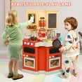 thumbnail image 2 of Wisairt Play Kitchen Set, 2.6FT Tall Kids Play Kitchen w/ Realistic Lights Sounds Simulation Spray for Toddlers Girls Boys Gift, Orange - 22x12.6x31.5in, 2 of 7