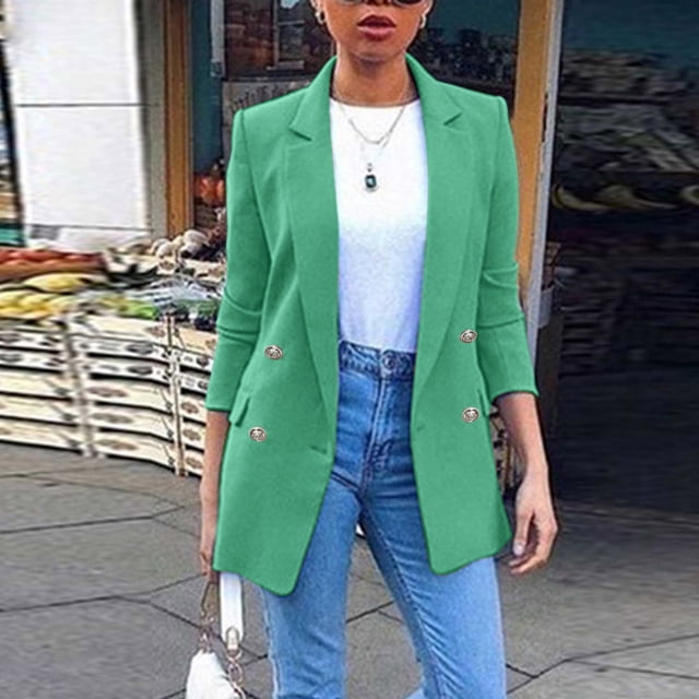 Blazer de Bureau Décontracté pour Femmes avec Poches Cardigan Drapé Veste Costume de Travail