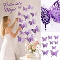 thumbnail image 3 of 12 Pack,3D Butterfly Wall Decor,Butterfly Party Decorations for Student Shower,Gold Butterfly Decor, 3 of 5