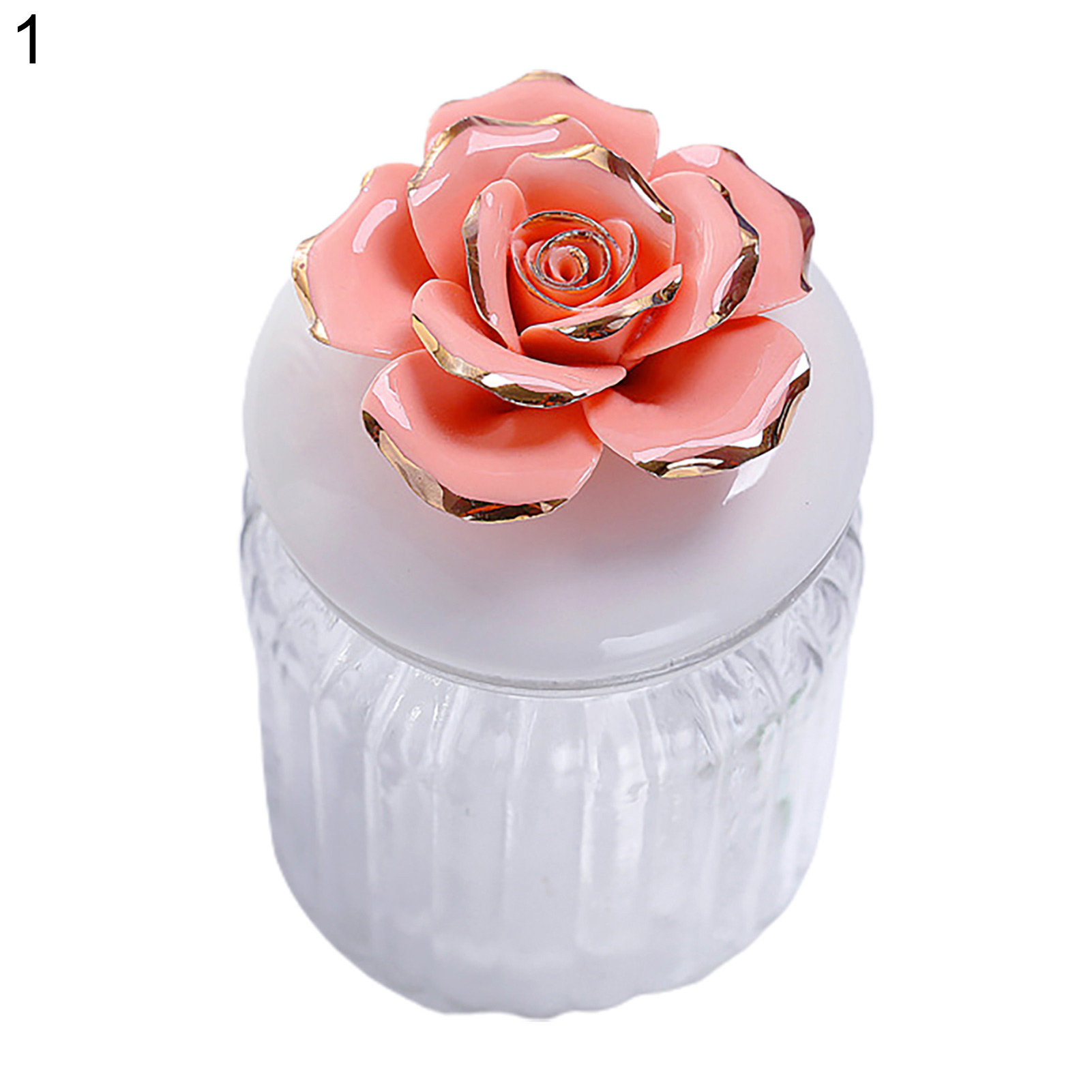 HEVIRGO 240ml Clear Ceramic Glass Jar Delicate Lid Multipurpose