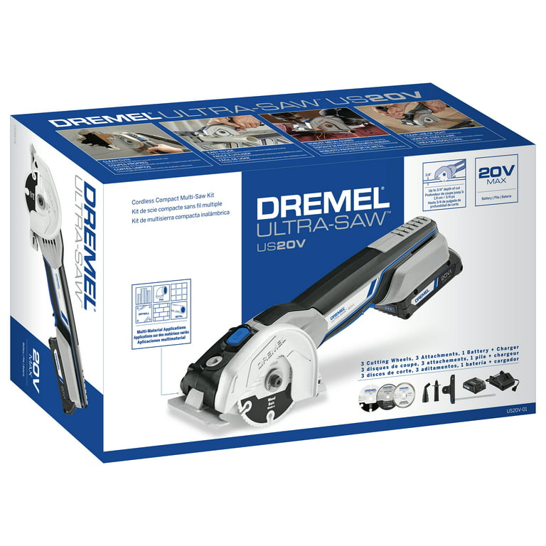 Dremel US20V-01 - 20V Max Cordless Ultra-Saw 1 Battery Tool Kit, (3)  Cutting Wheels & Storage Bag, Ideal for Flush Cutting, Plunge Cutting and  Surface Preparation 