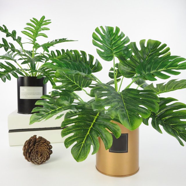 Gwong Decoración hogareña 1 UNID plástico artificial plantas de hoja perenne hojas de árboles falsas de hojas de vegetación decoración del hogar Gwong 21051888