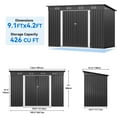 thumbnail image 5 of Dextrus Outdoor Storage Shed, 9.1' x 4.2' Large Metal Tool Sheds, Heavy Duty Storage House with Lockable Doors & Air Vent, 5 of 5