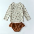 thumbnail image 3 of Hienoo Girl 3Pcs Swimsuit Floral Long Sleeve Rash Guard Shorts Hat Bathing Suit, Sizes 1-7, 3 of 8