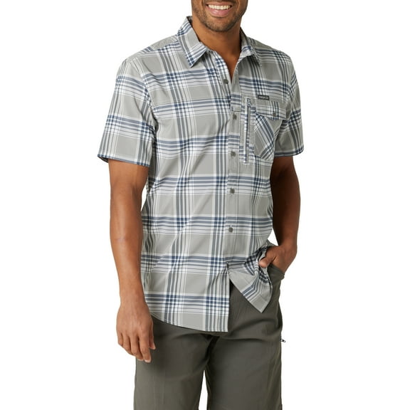 Wrangler Men’s Outdoor Short Sleeve Zip Pocket Shirt with UPF 40, Sizes S-5XL