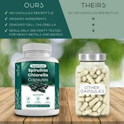 Organic Spirulina and Chlorella Capsules – 180 Blue Green Algae & Chlorophyll Capsules