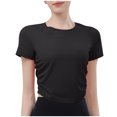 thumbnail image 2 of T-Shirt pour Femmes, Manches Courtes Col Rond Haut Décontracté, Polyester Spandex Extensible Doux pour Usage Quotidien, 2 of 3