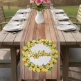 thumbnail image 4 of Lemon Wreath Table Runner 72 Inches, Summer Yellow Fruit Leaves Wooden Grain Bed Runner Dresser Scarves Tabletop for Indoor Outdoor Parties/Ceremony/Banquet, 14" x 72", 4 of 9