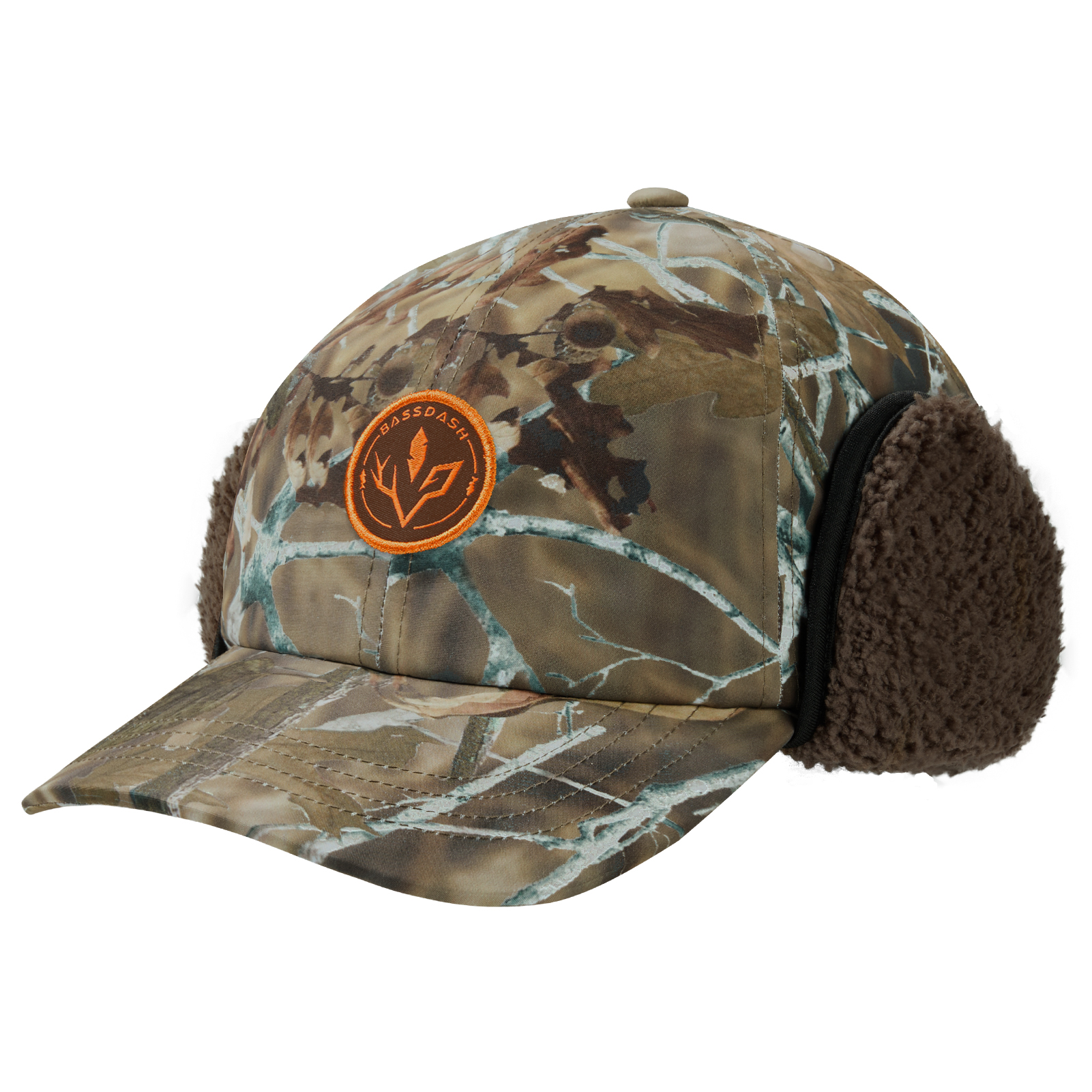 BASSDASH Warm Fleece Lined Hat with Ear Flap Winter Water Resistant Windproof Baseball Sports Cap for Hunting Hiking Fishing