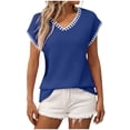 thumbnail image 2 of SPZTSX Knit Tops for Women V-Neck Short Sleeve Fashion Loose Fit Casual Daily Summer Sweater Vests, 2 of 5