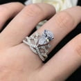 thumbnail image 2 of Women's Teardrop Wedding Ring, Pear Cut Cluster Diamond Engagement Ring, Crown Style Diamond Ring, Criss Cross Split Shank Diamond Ring, 925 Sterling Silver, 2.5 Ct Simulated Diamond, 2 of 4